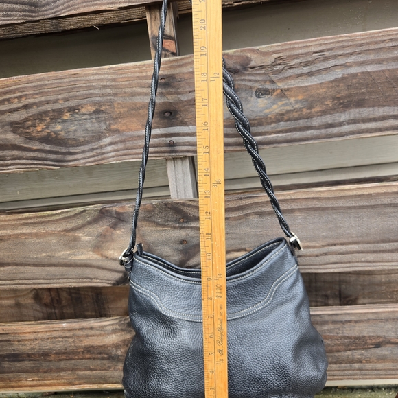 1993 BRIGHTON  Black PEBBLED LEATHER Shoulder Bag with Heart Charm - Picture 15 of 16